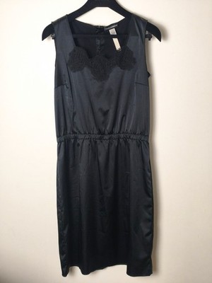 Dolce & Gabbana Kleid Satin schwarz Spitze - Größe IT 44 / FR 42 
