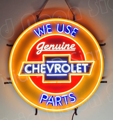 We Use Genuine Parts Garage 24''x24'' Vivid LED Neon Sign Light Lamp With Dimmer