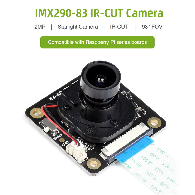 Raspberry Pi IMX290-83 IR-CUT Camera Industrial Starlight Camera Sensor Fixed-Fo
