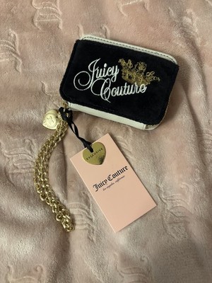 NWT Juicy Couture Key To Juicy Square Zip Card Case Wristlet - Liquorice Black
