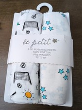 Le Petit 2 Pack Baby Swaddling Blankets Muslin Stars And Sport