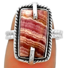 Natural Rhodochrosite Argentina 925 Sterling Silver Ring s.7.5 Jewelry R-1635