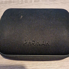 Phonak Black Hearing Aid Case Zipped Carry Organiser, Compact Portable