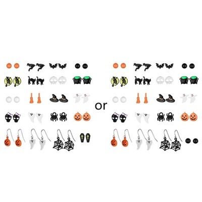 Pumpkin Lantern Skull Stud Earrings Dangle Earrings for Halloween Party Dress