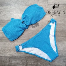 Zaful Textured Tie Back Bikini Swimsuit Size M