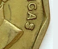 1976 URUGUAY 1 NUEVO PESO, FILLED *S* W/EXTRA METAL, RARE & UNIQUE!