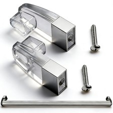 Clear Acrylic Shower Door Towel Bar Brackets With Bright Chrome Sleeve Fit ...