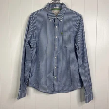 Abercrombie & Finch Muscle Fit Blue and White Vertical Strip Buttondown SZ XL