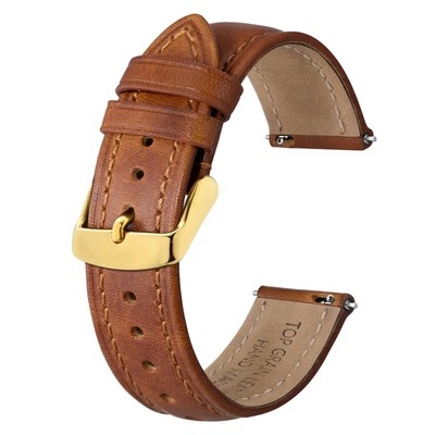 Retro Leather Watch Straps for Men, Oil Waxed Calfskin Replacement Band, Quic...