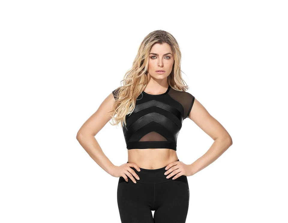 Sujetador deportivo Babalu 50943 para mujer con detalles de malla activa Yoga Pilates Gimnasio Foto 3 de 4