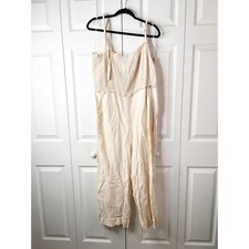Rebecca Taylor Cream Smocked Tie Shoulder Ruffle Jumpsuit Women's Size 12