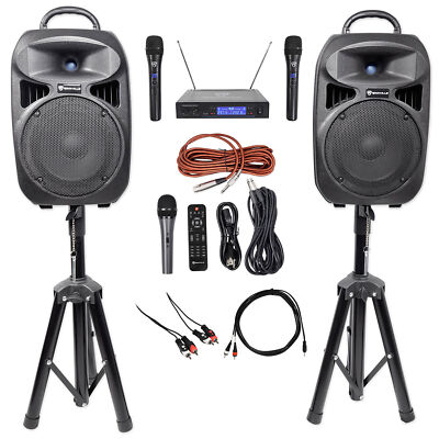 Rockville Dual 8'' Phone/ipad/Laptop Youtube Karaoke Machine/System+Wireless Mics