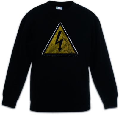 CAUTION HIGH VOLTAGE VINTAGE LOGO SIGN Kids Boys Girls Pullover AC/DC Achtung