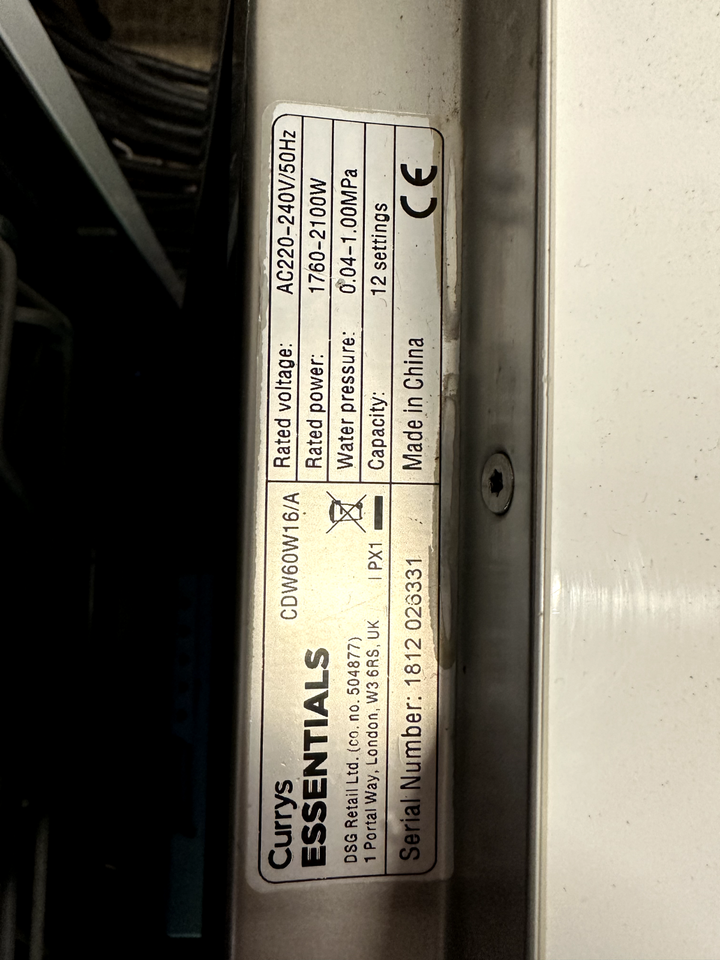 Cheap used Currys ESSENTIALS CDW60W16 Fullsize Dishwasher 600mm wide
