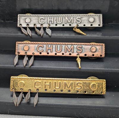 AWANA CHUMS Vintage Bar Pins Set of three Silver Gold Bronze Colored ...