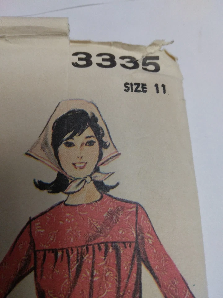 Sack Dress Sheath Pockets Loose Fitting 11 Jr Advance 3335 Sewing Pattern VTG - Image 3 of 4