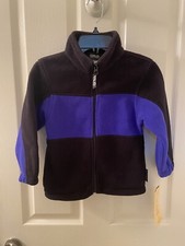 TOMA Fleece Full Zip Jacket Malden Mills Polarfleece Black Blue Boys Size 5 NWT