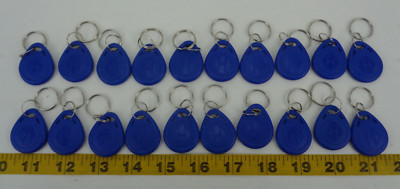 Lot of 20 New RFID Proximity ID Key Fob Keychain 125 KHz Blue