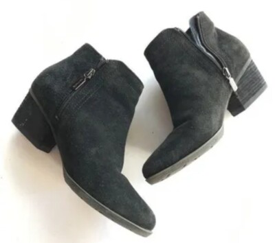 Blondo Victory Black Suede Ankle Boots Waterproof Side Zip Women's