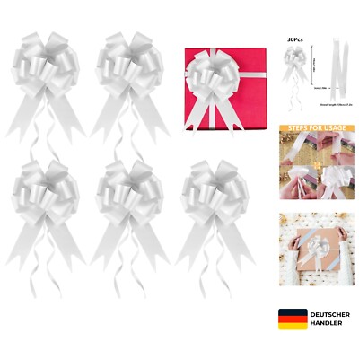 30er Set Geschenkschleifen Weiß aus Kunststoff, ideal für Hochzeit und Deko