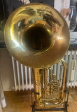 Bellfront-Es-Tuba mit 3 Zylinder-Drehventilen, im Gelbmessing in Super Zustand! 