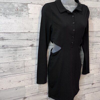 Urban Outfitters Black Bodycon Ribbed Cut Out Dress Size M | eBay