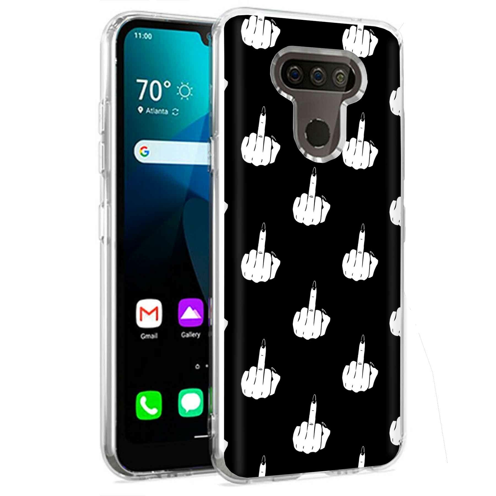 Phone Case for LG Harmony 4,Xpression Plus 3,K40S, Edgy Middle Finger Print