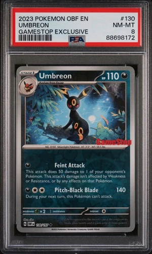 2023 Pokemon OBF EN Gamestop Exclusive #130 Umbreon PSA 8