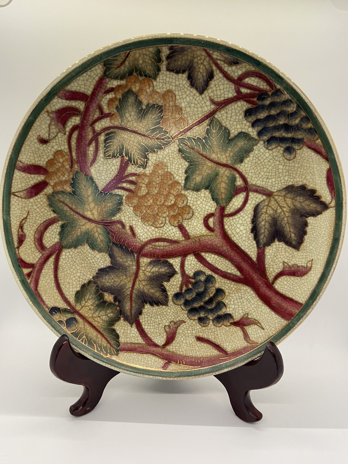 Oriental Accent Plate Decorative Heavy Grapevine With Gold Detailing 10