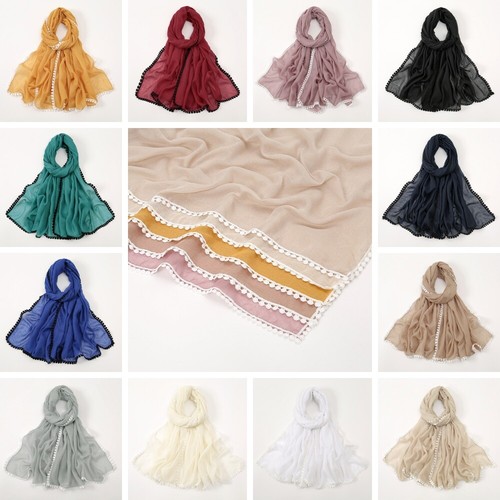Mujeres Musulmanas Hijab Bufanda Simple Bufandas Challes Envuelve Suave Pañuelo - Imagen 2 de 26