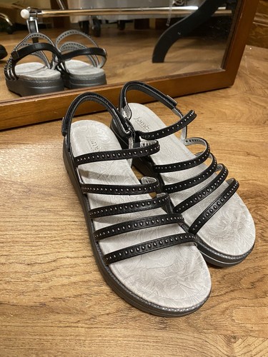 Jambu Strappy Sandals, Black w Silver 