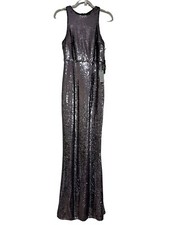 Lulus Halter Sequin Mermaid Maxi Dress in Pewter Size Large NWT