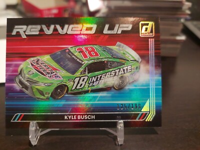 2023 Donruss Racing Kyle Busch Revved Up Silver Parallel/199 And Base Card 