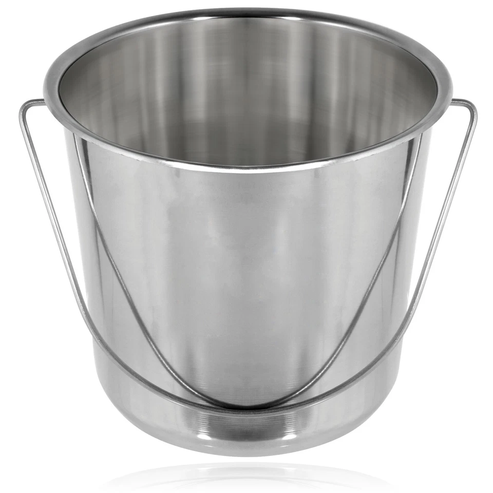 SPARES2GO 12 Litre Large Heavy Duty Silver Stainless Steel Garden 12L Pail Bucket + Handle