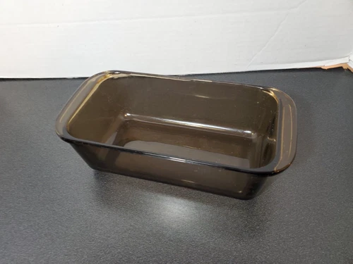 Vintage Pyrex Fireside Amber Glass Loaf Pan 213 1.5 Quart USA Oven Baking Dish