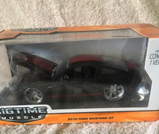 JADA Big Time Muscle 2010 Ford Mustang GT 1:24 Scale Black with Red Stripes RARE