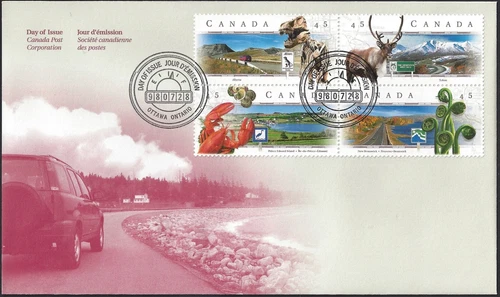 🍁Canada  #1742a Block B    "SCENIC HIGHWAYS"    Brand New  1998 First Day Cover