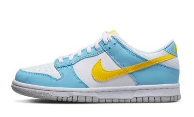 Nike Dunk Low GS Simpsons Kinder | Weiß Blau | Größe UK4 & UK5 | Gelb Homer