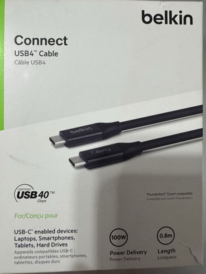 Belkin - USB 4 2.6  USB-C to USB-C Cable with 100W Power Delivery - Black