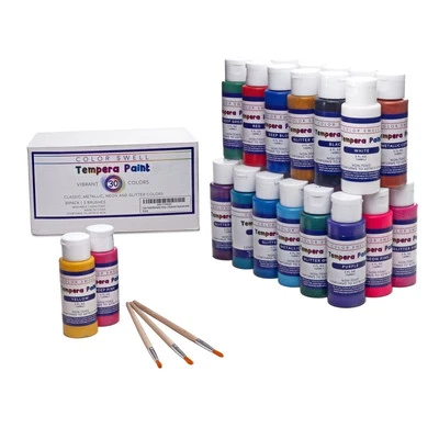 Color Swell Washable Tempera Paint Set - 30 Colors in 2 oz Bottles are Perfect f