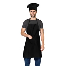 Black Chef Hat and Apron Set for Men and Women - BBQ Cooking Essentials