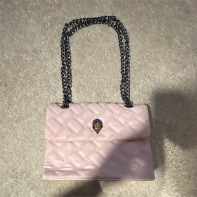 Kurt Geiger Pink Quilted Shoulder Bag with Chain Strap and Embellished Hardware