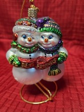 Old World Christmas BEST FRIENDS Snowman Glass Ornament 2001 OWC