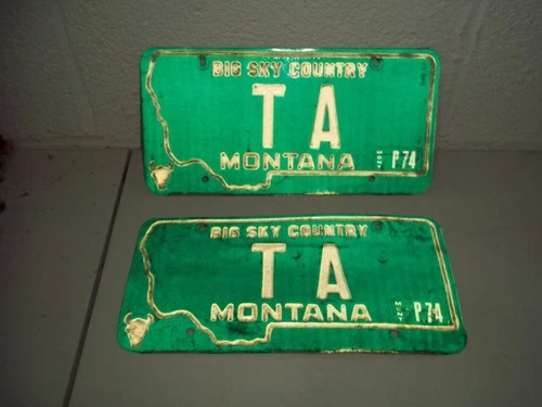 1974 MONTANA VANITY LICENSE PLATE SET T A