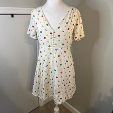 Madewell Floral Babydoll Dress Y2K Flutter Sleeve Size 6 V Neck