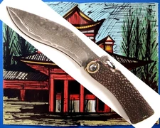 *SMALL TRADITIONAL JAPANESE FOLDING KNIFE*DAMASK BLADE*BRASS & GALUCHAT*