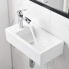 Small Bathroom Wall Hung Cloakroom Ceramic Compact Hand Wash Basin Sink White ⊥