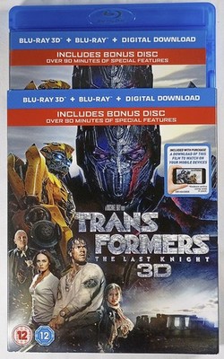 TRANSFORMERS: THE LAST KNIGHT Used 3D + 2D Blu-Ray 2017 Movie w/ Slipcover