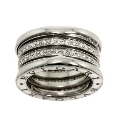 BVLGARI B-zero1 4Band Pave Diamond Ring 18K WG 750 size51 5.5-5.75 