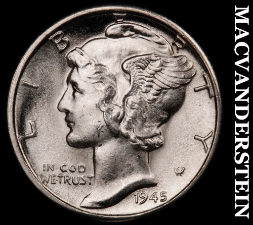 1945-D Silver Mercury Dime-Super Choice Gem Brilliant Unc ++++ No Reserve #G7531